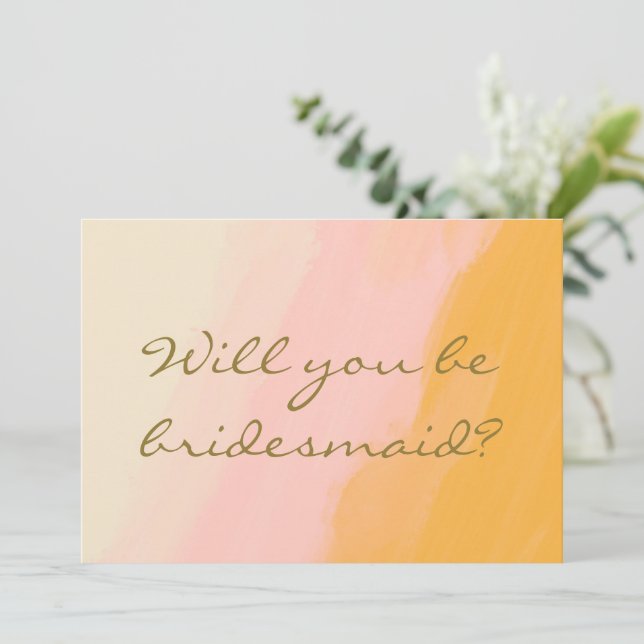 Boho Watercolor Pink Yellow Bridesmaid Proposal (Standing Front)