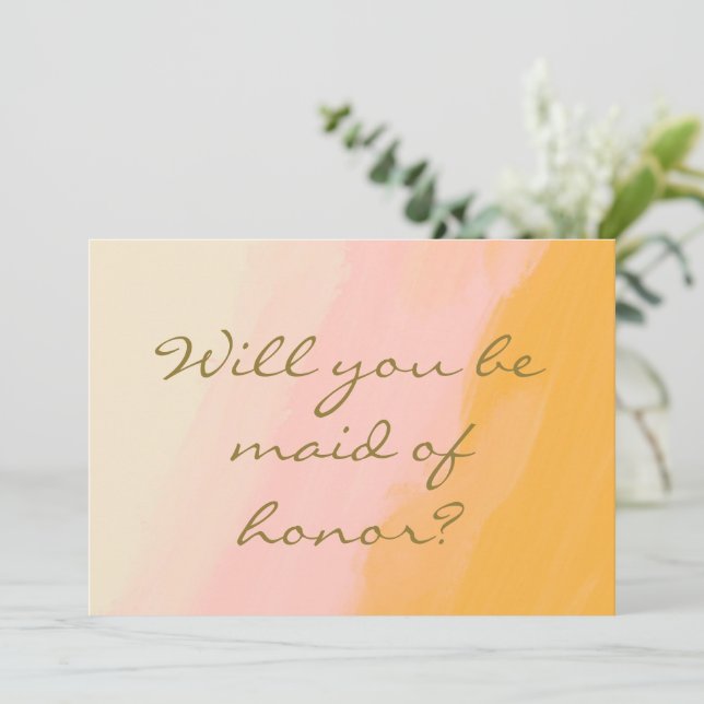 Boho Watercolor Pink Yellow Maid of Honor Proposal (Standing Front)