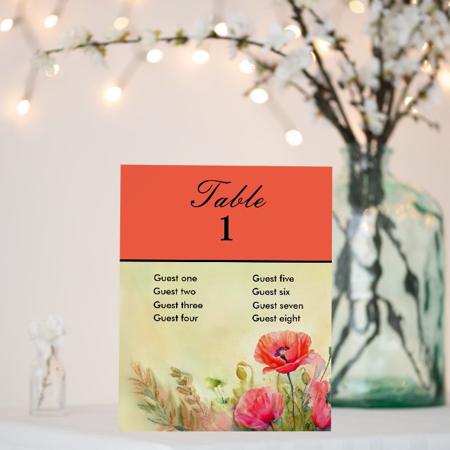 Boho Watercolor Poppies  Foam Board (In Situ (Wedding))