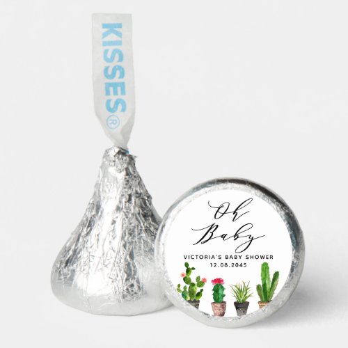 Boho Watercolor Potted Cactus Baby Shower Hersheys Kisses