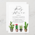 Boho Watercolor Potted Cactus Baby Shower