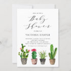 Boho Watercolor Potted Cactus Baby Shower