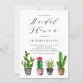 Boho Watercolor Potted Cactus Bridal Shower Invitation (Front)