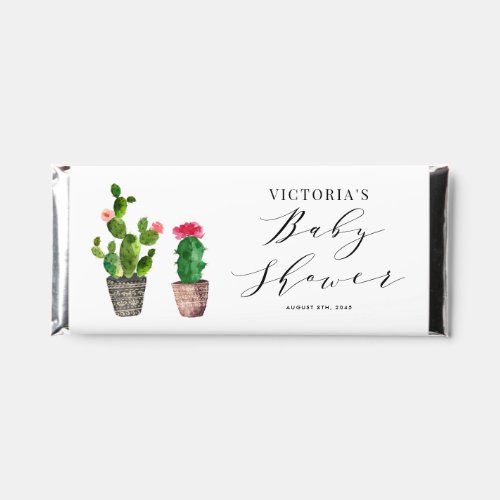 Boho Watercolor Potted Cactus Summer Baby Shower Hershey Bar Favors