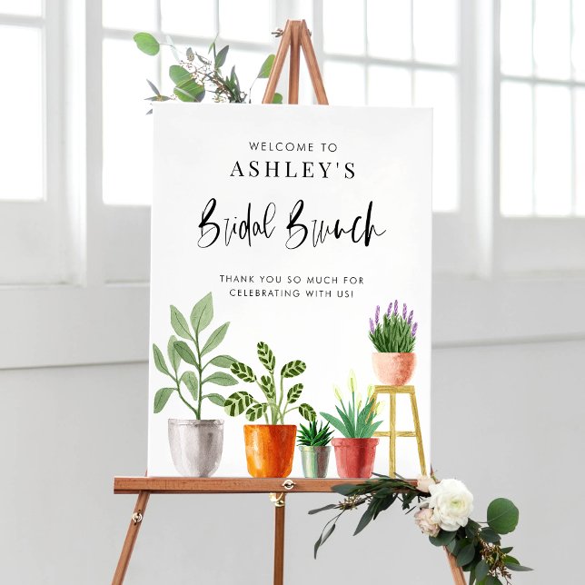 Boho Watercolor Potted Houseplants Bridal Brunch Poster (Boho Watercolor Potted Houseplants Bridal Brunch Poster)