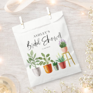 Boho Watercolor Potted Houseplants Bridal Shower Favor Bag
