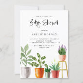 Boho Watercolor Potted Plants Baby Shower Invitation (Front)