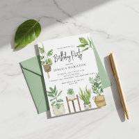 Boho Watercolor Potted Plants Birthday Party 