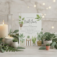 Boho Watercolor Potted Plants Bridal Shower