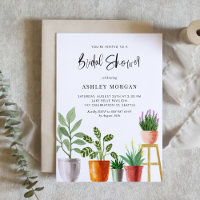 Boho Watercolor Potted Plants Bridal Shower