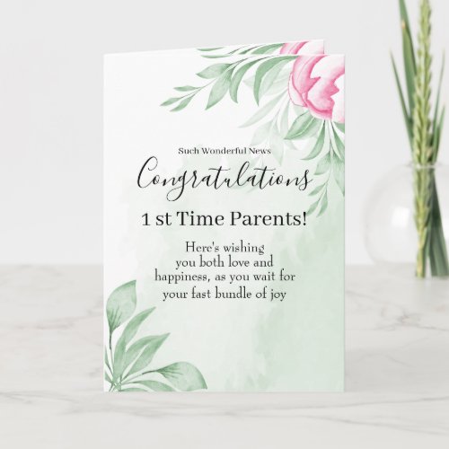 Boho Watercolor Pregnancy Congratulation Card