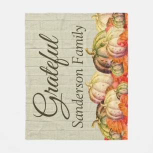 BOHO Watercolor Pumpkin Fall Thanksgiving Party Fleece Blanket
