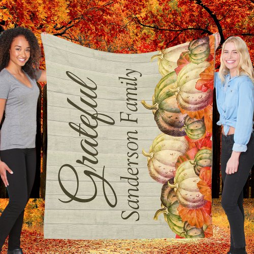 BOHO Watercolor Pumpkin Fall Thanksgiving Party Fleece Blanket