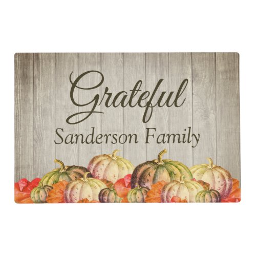 BOHO Watercolor Pumpkin Fall Thanksgiving Party Placemat