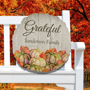 BOHO Watercolor Pumpkin Round Pillow