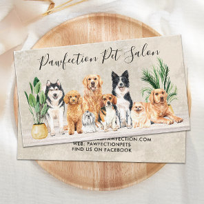 Boho Watercolor Puppy Dogs Pet Sitter Dog Groomer Business Card