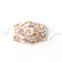 Boho Watercolor Rainbow And Sun  Adult Cloth Face Mask