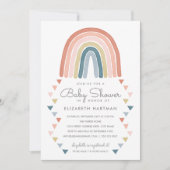 Boho Watercolor Rainbow Baby Shower Coral Invitation (Front)
