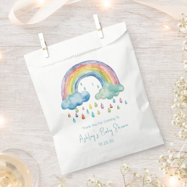 Boho Watercolor Rainbow Baby Shower Favor Bag (Clipped)