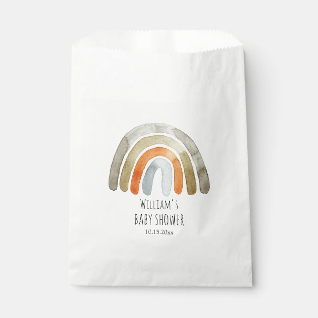 Boho Watercolor Rainbow Baby Shower  Favor Bag (Front)
