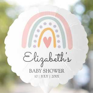 Boho Watercolor Rainbow Baby Shower Girl Balloon