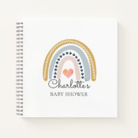 Boho Watercolor Rainbow Baby Shower Guest Notebook