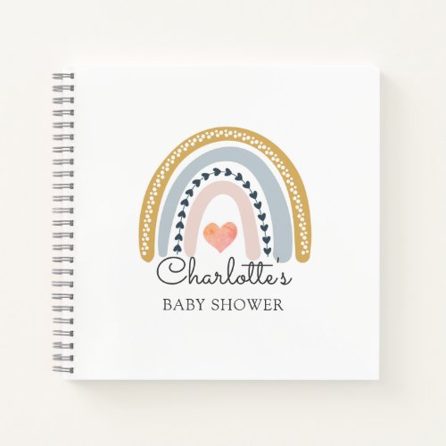 Boho Watercolor Rainbow Baby Shower Guest Notebook