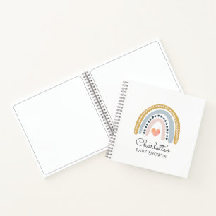 Boho Watercolor Rainbow Baby Shower Guest Notebook