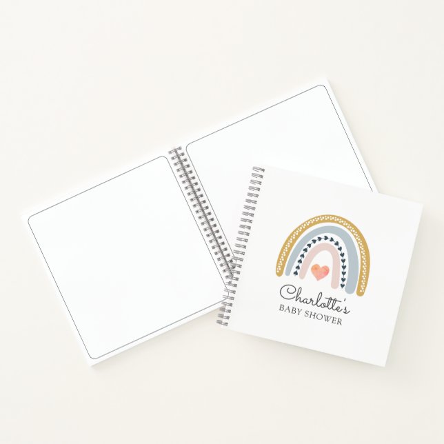 Boho Watercolor Rainbow Baby Shower Guest Notebook (Inside)