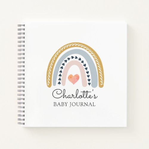 Boho Watercolor Rainbow Baby Shower Guest Notebook