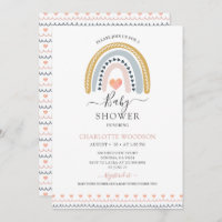 Boho Watercolor Rainbow Baby Shower Invitation