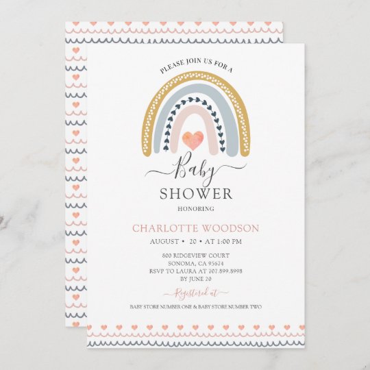 Boho Watercolor Rainbow Baby Shower Invitation | Zazzle.com