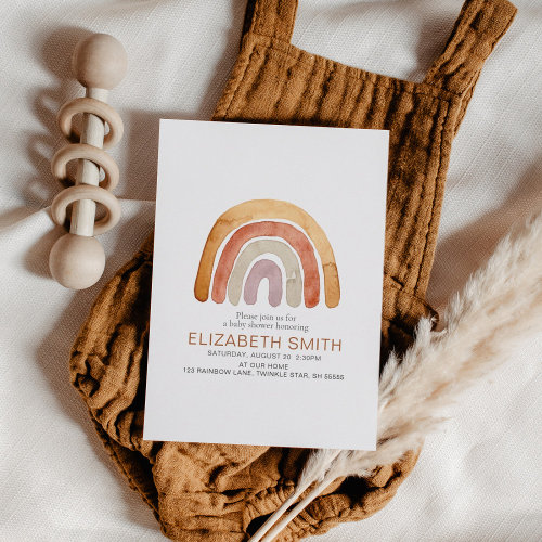 Boho Watercolor Rainbow Baby Shower 