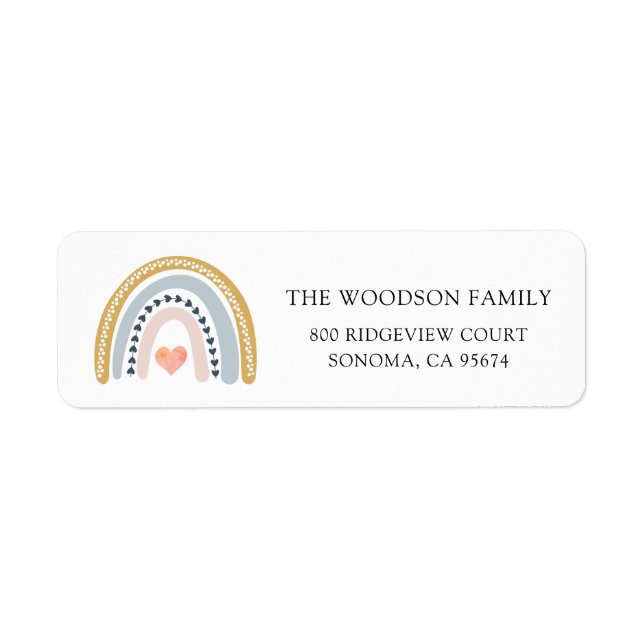 Boho Watercolor Rainbow Baby Shower Label (Front)