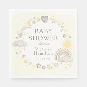 Boho Watercolor Rainbow Baby Shower Napkins