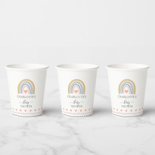 Boho Watercolor Rainbow Baby Shower  Paper Cups