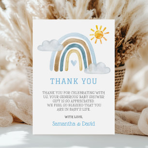 Boho Watercolor Rainbow Baby Shower Thank You Card