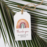 Boho Watercolor Rainbow Baby Shower Thank You    Gift Tags<br><div class="desc">Earthy tone watercolor boho rainbow thank you gift tag</div>
