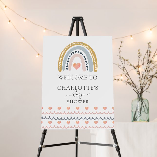 Boho Watercolor Rainbow Baby Shower Welcome Foam Board (In Situ (Stand))