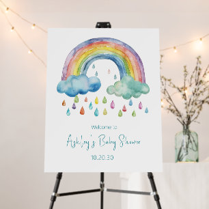 Boho Watercolor Rainbow Baby Shower Welcome Sign