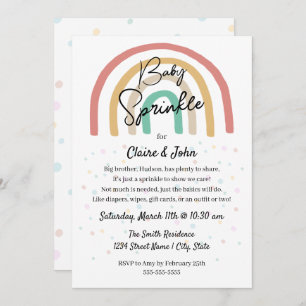 Boho Watercolor Rainbow Baby Sprinkle Invitation