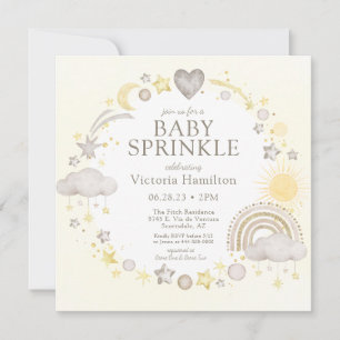 Boho Watercolor Rainbow Baby Sprinkle Invitation