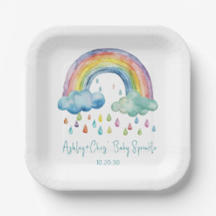 Boho Watercolor Rainbow Baby Sprinkle Paper Plates