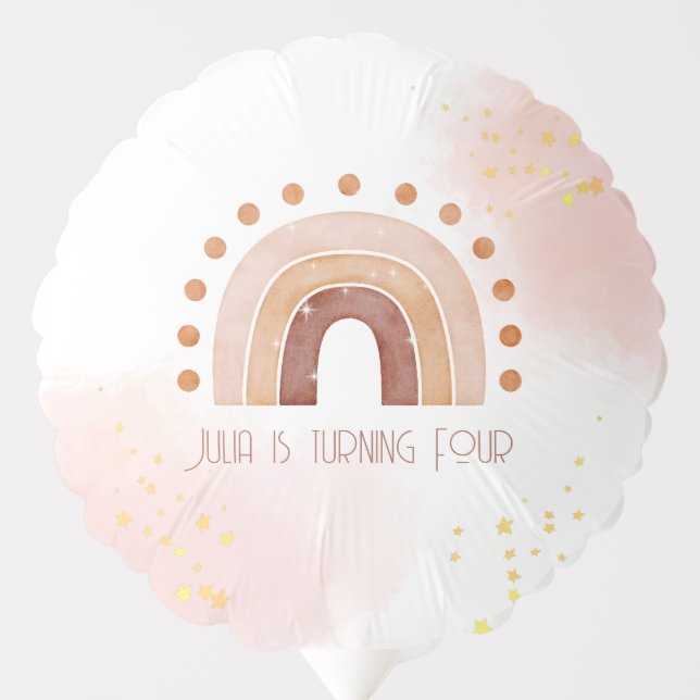Boho watercolor rainbow Birthday  Balloon (Front)