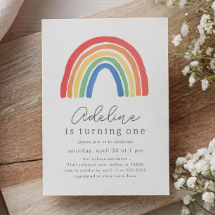 Boho Watercolor Rainbow Birthday Invitation