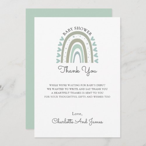 Boho Watercolor Rainbow Blue Baby Shower Thank You