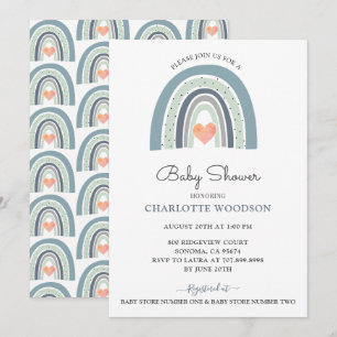 Boho Watercolor Rainbow Boy Baby Shower Invitation