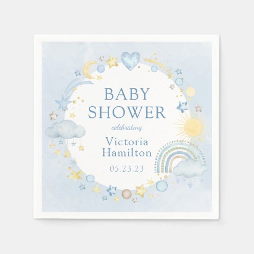 Boho Watercolor Rainbow Boy Baby Shower Napkins