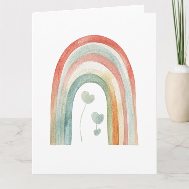 Boho Watercolor Rainbow Card (Front)