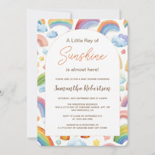 Boho Watercolor Rainbow Gender Neutral Baby Shower Invitation